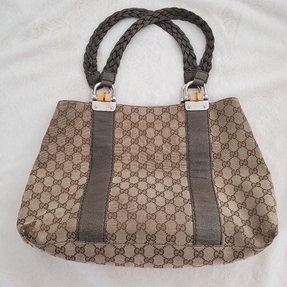 Gucci Canvas Bamboo Medium Tote - Picture 1 of 5